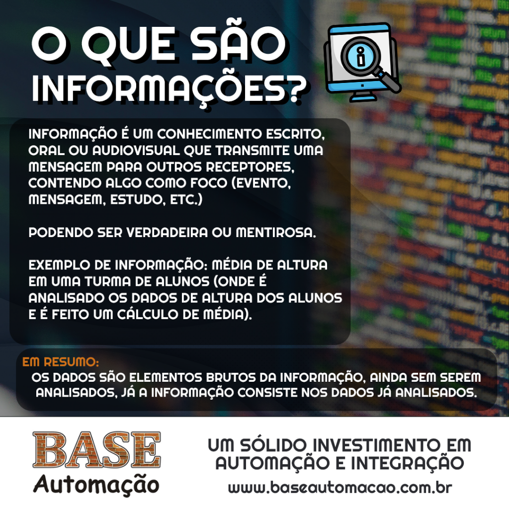 Base Automação - Dados x Informações: O que são e suas relações
